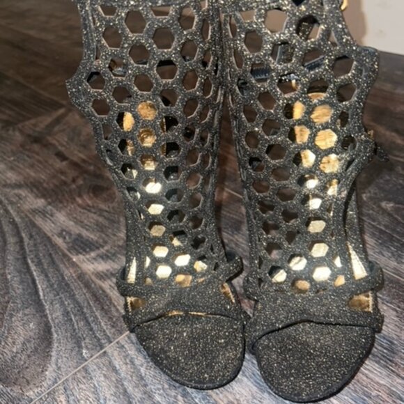 Alexander McQueen Shoes Nwot Alexander Mcqueen Glitter Opentoe High
